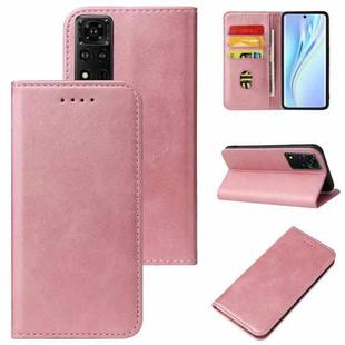 For Honor V40 5G Calf Texture Magnetic Flip Leather Phone Case(Rose Gold)