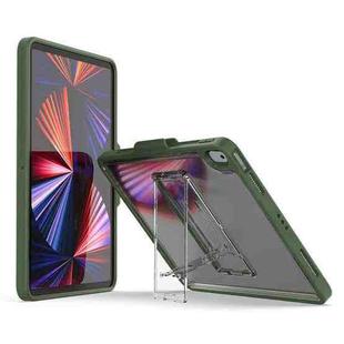Mutural Transparent Holder Tablet Case For iPad 10.2 2021 / 2020 / 2019 / 10.5(Army Green)