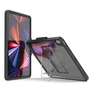 Mutural Transparent Holder Tablet Case For iPad 10.2 2021 / 2020 / 2019 / 10.5(Black)