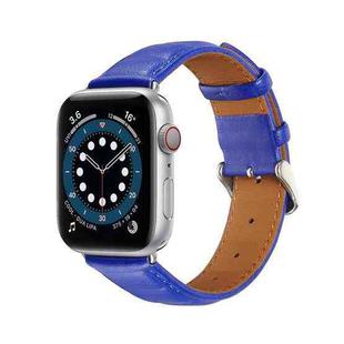 Genuine Leather Watch Band For Apple Watch Series 8&7 41mm / SE 2&6&SE&5&4 40mm / 3&2&1 38mm(Blue)