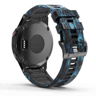 For Garmin Fenix 7 Camouflage Silicone Watch Band(Blue)