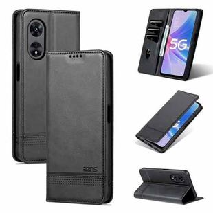 For OPPO A97 5G AZNS Magnetic Calf Texture Leather Phone Case(Black)