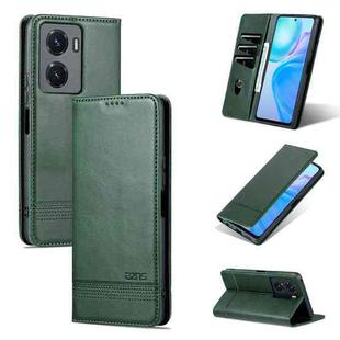 For vivo Y77 5G AZNS Magnetic Calf Texture Leather Phone Case(Dark Green)