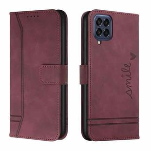 For Samsung Galaxy M33 Retro Skin Feel Horizontal Flip Leather Phone Case(Wine Red)