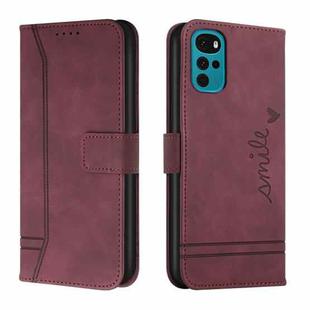 For Motorola Moto G22 Retro Skin Feel Horizontal Flip Leather Phone Case(Wine Red)