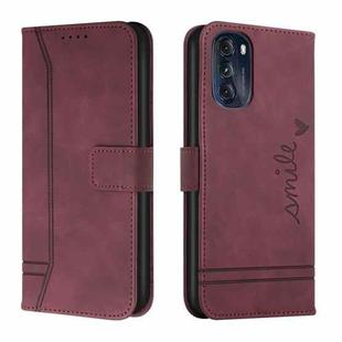 For Motorola Moto G41 Retro Skin Feel Horizontal Flip Leather Phone Case(Wine Red)