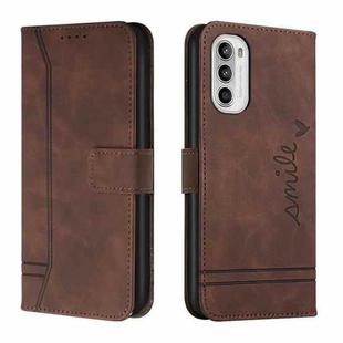 For Motorola Moto G52 Retro Skin Feel Horizontal Flip Leather Phone Case(Coffee)