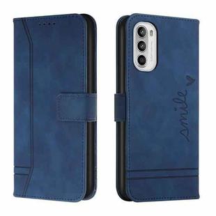 For Motorola Moto G52 Retro Skin Feel Horizontal Flip Leather Phone Case(Blue)