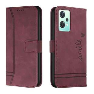 For OnePlus Nord 2 Lite 5G Retro Skin Feel Horizontal Flip Leather Phone Case(Wine Red)