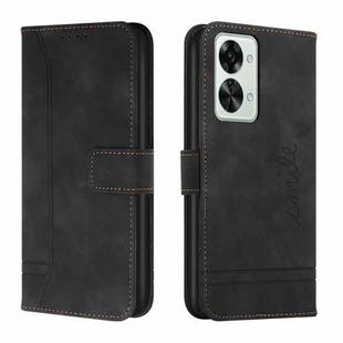 For OnePlus Nord 2T Retro Skin Feel Horizontal Flip Leather Phone Case(Black)