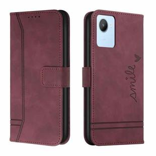 For Realme C30 Retro Skin Feel Horizontal Flip Leather Phone Case(Wine Red)