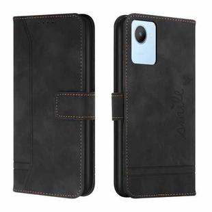 For Realme C30 Retro Skin Feel Horizontal Flip Leather Phone Case(Black)