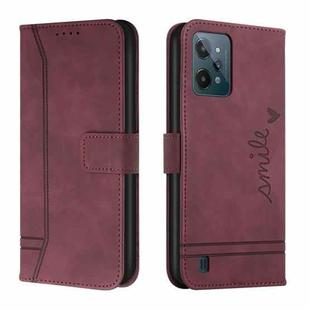 For Realme C31 Retro Skin Feel Horizontal Flip Leather Phone Case(Wine Red)