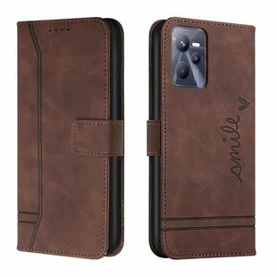For Realme C35 Retro Skin Feel Horizontal Flip Leather Phone Case(Coffee)