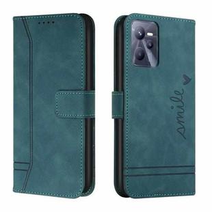 For Realme C35 Retro Skin Feel Horizontal Flip Leather Phone Case(Army Green)