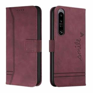 For Sony Xperia 1 IV Retro Skin Feel Horizontal Flip Leather Phone Case(Wine Red)