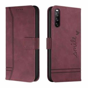 For Sony Xperia 10 IV Retro Skin Feel Horizontal Flip Leather Phone Case(Wine Red)