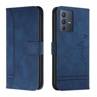 For vivo V23 5G Retro Skin Feel Horizontal Flip Leather Phone Case(Blue)