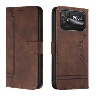 For Xiaomi Poco C40 Retro Skin Feel Horizontal Flip Leather Phone Case(Coffee)