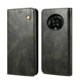 For Honor Magic4 Pro Simple Wax Crazy Horse Texture Leather Phone Case(Dark Green)