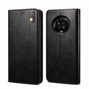 For Honor Magic4 Simple Wax Crazy Horse Texture Leather Phone Case(Black)