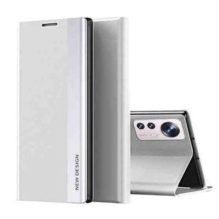 For Xiaomi 12 Lite Side Electroplated Magnetic Leather Phone Case with Holder(Silver)