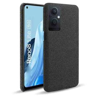 For OPPO Reno8 Lite Cloth Coated Hard Plastic Phone Case(Black)