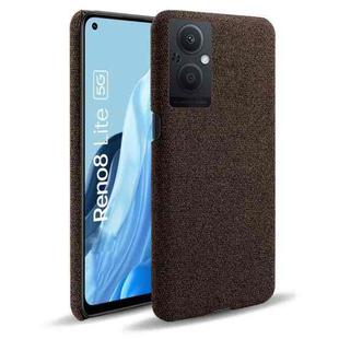 For OPPO Reno8 Lite Cloth Coated Hard Plastic Phone Case(Brown)