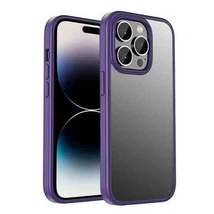 For iPhone 14 Pro Max Shadow Series Frosted Airbag Shockproof Phone Case (Purple)