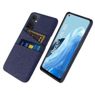 For OPPO Reno8 Lite Cloth Coated Hard Plastic Card Slots Phone Case(Blue)