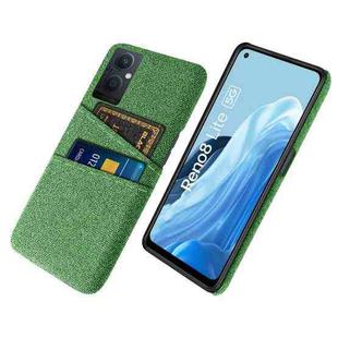 For OPPO Reno8 Lite Cloth Coated Hard Plastic Card Slots Phone Case(Green)