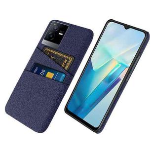 For vivo T2x Cloth Coated Hard Plastic Card Slots Phone Case(Blue)