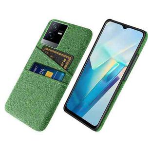For vivo T2x Cloth Coated Hard Plastic Card Slots Phone Case(Green)