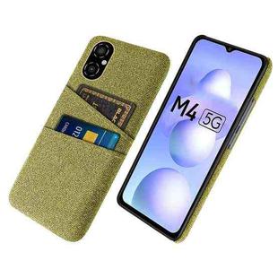 For Xiaomi Poco M4 5G Cloth Coated Hard Plastic Card Slots Phone Case(Yellow)