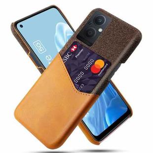 For OPPO Reno8 Lite Cloth Texture PC + PU Leather Back Cover Shockproof Case with Card Slot(Orange)