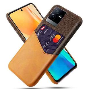 For vivo T2x Cloth Texture PC + PU Leather Back Cover Shockproof Case with Card Slot(Orange)