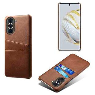 For Huawei nova 10 Calf Texture Card Slots PC+PU Leather Phone Case(Brown)