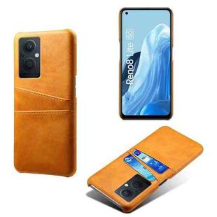 For OPPO Reno8 Lite Calf Texture Card Slots PC+PU Leather Phone Case(Orange)