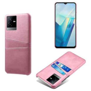 For vivo T2x Calf Texture Card Slots PC+PU Leather Phone Case(Pink)