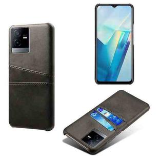 For vivo T2x Calf Texture Card Slots PC+PU Leather Phone Case(Black)