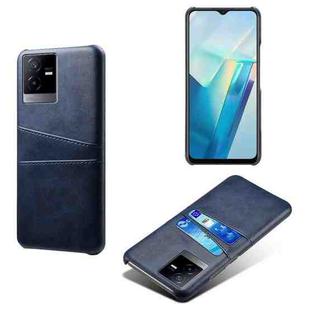 For vivo T2x Calf Texture Card Slots PC+PU Leather Phone Case(Blue)