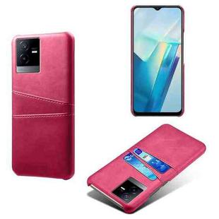 For vivo T2x Calf Texture Card Slots PC+PU Leather Phone Case(Rose Red)