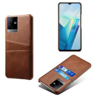 For vivo T2x Calf Texture Card Slots PC+PU Leather Phone Case(Brown)