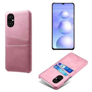 For Xiaomi Poco M4 5G Calf Texture Card Slots PC+PU Leather Phone Case(Pink)
