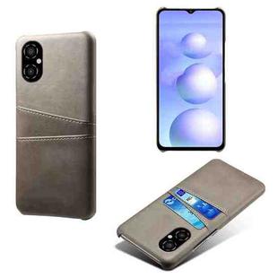 For Xiaomi Poco M4 5G Calf Texture Card Slots PC+PU Leather Phone Case(Grey)