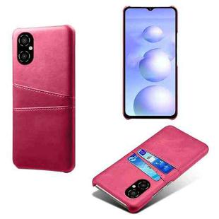 For Xiaomi Poco M4 5G Calf Texture Card Slots PC+PU Leather Phone Case(Rose Red)