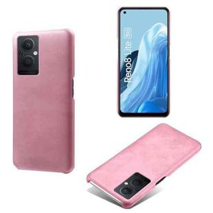 For OPPO Reno8 Lite Calf Texture PC + PU Phone Case(Pink)