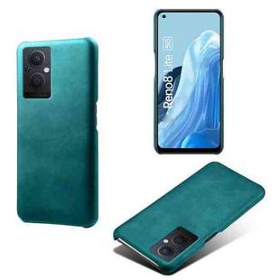 For OPPO Reno8 Lite Calf Texture PC + PU Phone Case(Green)