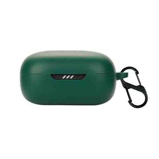 Silicone Bluetooth Earphone Case with Carabiner For JBL Live Pro 2(Dark Green)