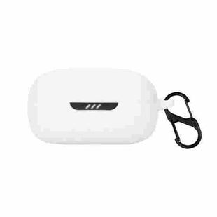 Silicone Bluetooth Earphone Case with Carabiner For JBL Live Pro 2(White)